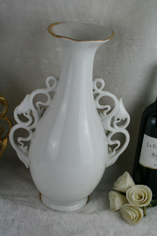Exclusive Antique 19thc French vieux paris porcelain vases romantic scene rare