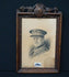 antique Portrait drawing Officer general army WW1 1914-1918 black forest wood