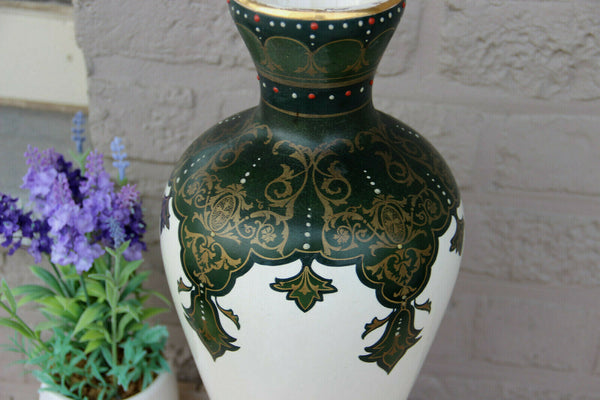 Antique ART DECO BOCH BFK marked ceramic Vase Enamel decor