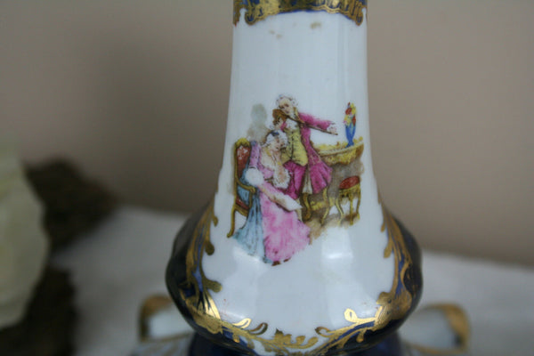 Cute pair French vintage limoges marked porcelain candle holders 1950's