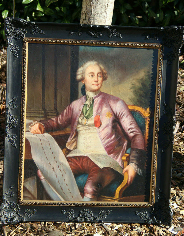 Antique 19th French oil panel painting portrait noble officer man rare top
