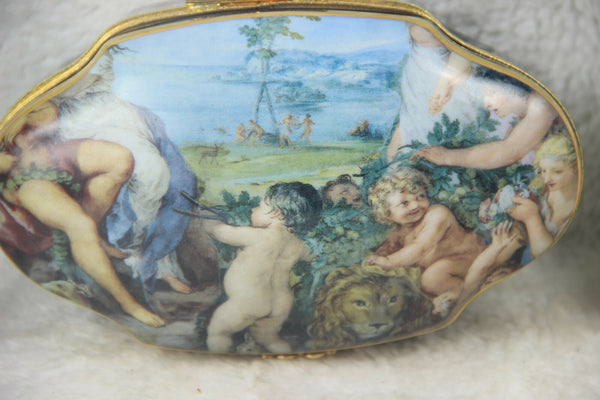 French porcelain Limoges Box putti cherub romantic 1950