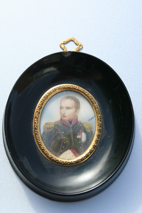 VTG french Miniature portrait signed maker Napoleon officer soldier commander