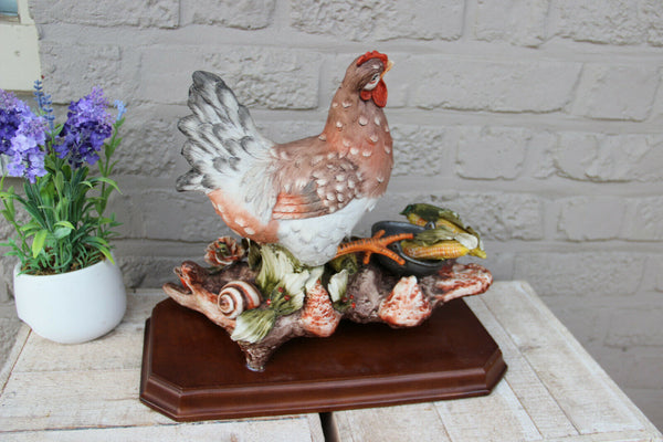 Large Capodimonte porcelain Italian marked  Chicken statue group