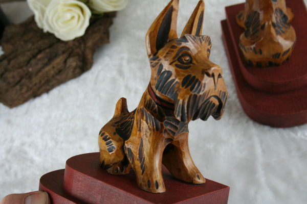 Rare Black Forest Egon Steimer 1920 marked Schnauzer german bookends  wood dog