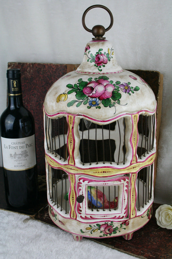 Gorgeous Strasbourg porcelain marked birdcage floral 50's with lamp rare exclusi