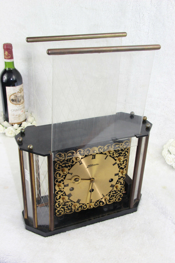 RARE German Vintage FHS atlanta geometric form table clock skeleton view