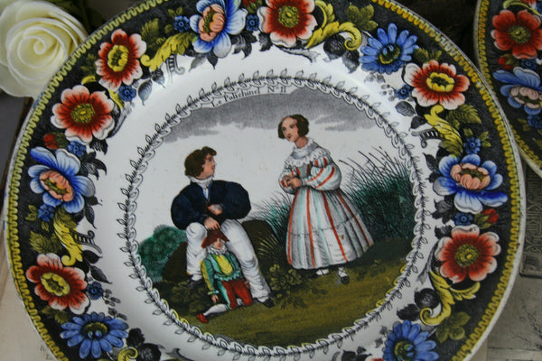 Set of 3 Rare Porcelain hand paint plates marked collection pieces French 1930