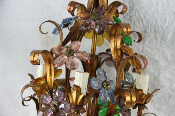 Hollywood regency Mid century 1950 MAison bagues daisy flower glass chandelier