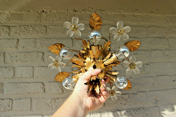 Mid century Hollywood regency MAISON BAGUES flush mount chandelier daisy flower