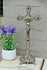Antique French spelter silver patina Crucifix blue stones Cross religious