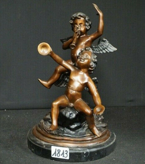 Art deco bronze Putti cherubs music statue group signed J daste 1920s