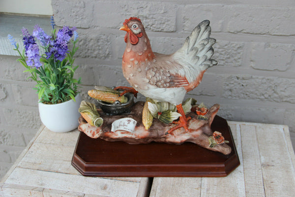 Large Capodimonte porcelain Italian marked  Chicken statue group