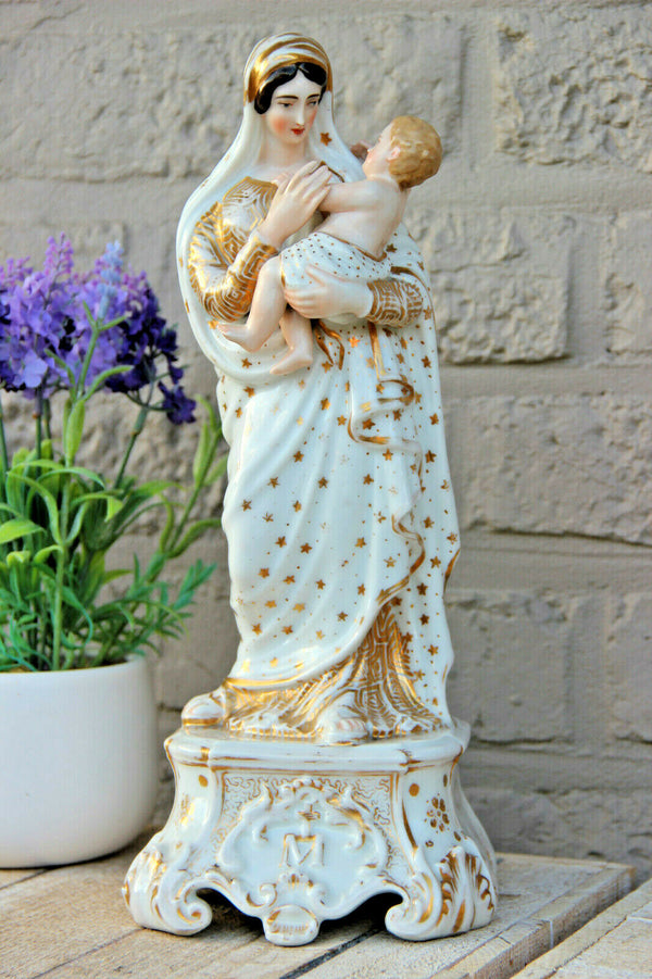 LARGE Antique vieux paris porcelain Madonna religious figurine