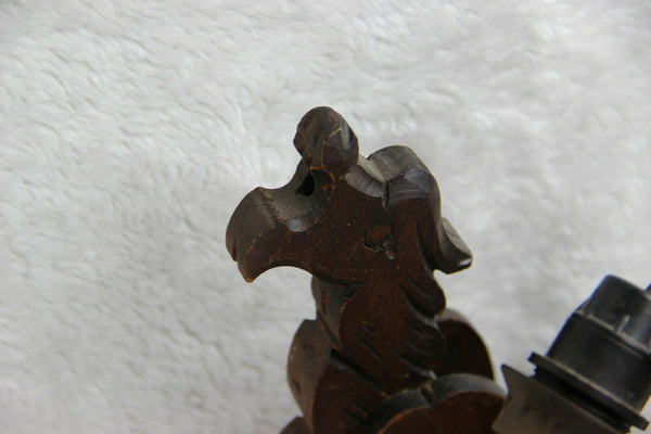 Set 6 Antique French wood carved gothic castle dragon chimaera Sconce wall light