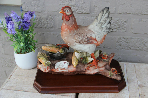 Large Capodimonte porcelain Italian marked  Chicken statue group