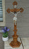 LARGE antique neo gothic wood carved crucifix chalkware christ religious