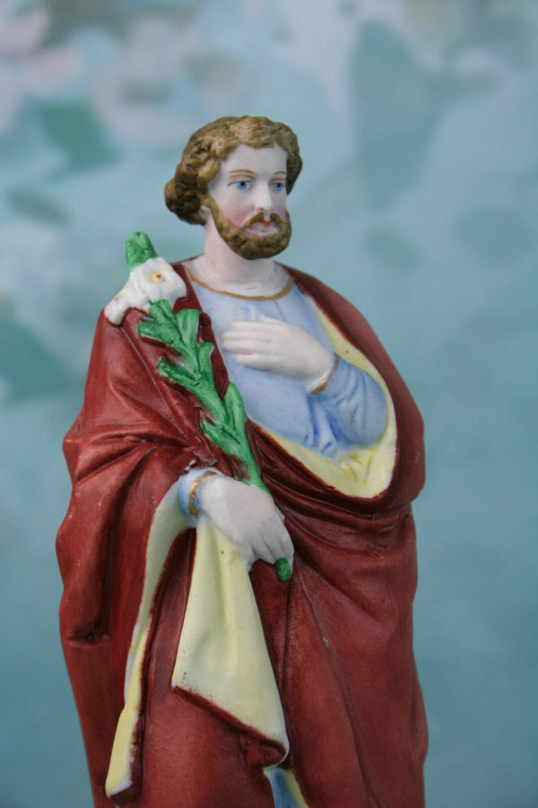 French Holy Saint Biscuit Porcelain Statue religious