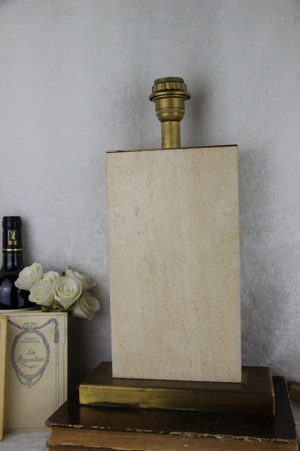 Modernist french vintage 1960 retro Travertin table lamp mid-century