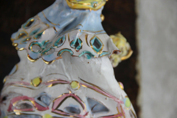 Rare Italian Terra cotta polychrome rococo Florence Madonna statue sculpture