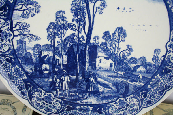Large Delft Blue white Pottery Dutch plate marked porcelain chemkefa