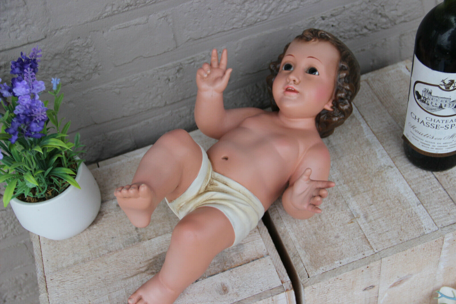 StealStreet Baby Jesus with Glass Eyes Holy Religious Figurine Decoration,  オブジェ、置き物