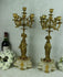 Antique French PAIR spelter madonna joseph Candelabras onyx marble saint