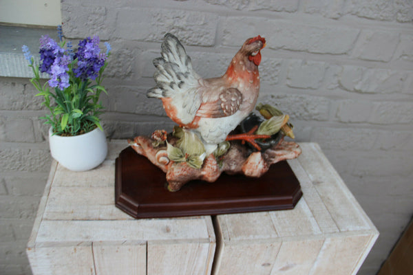 Large Capodimonte porcelain Italian marked  Chicken statue group