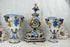 Set French clock vases sevres porcelain relief floral decor