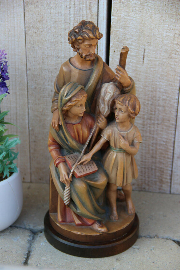 Italian wood carved polychrome paint holy family group statue mary joseph jesus