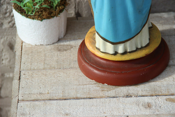 Antique French chalkware statue saint anne anna with child religious