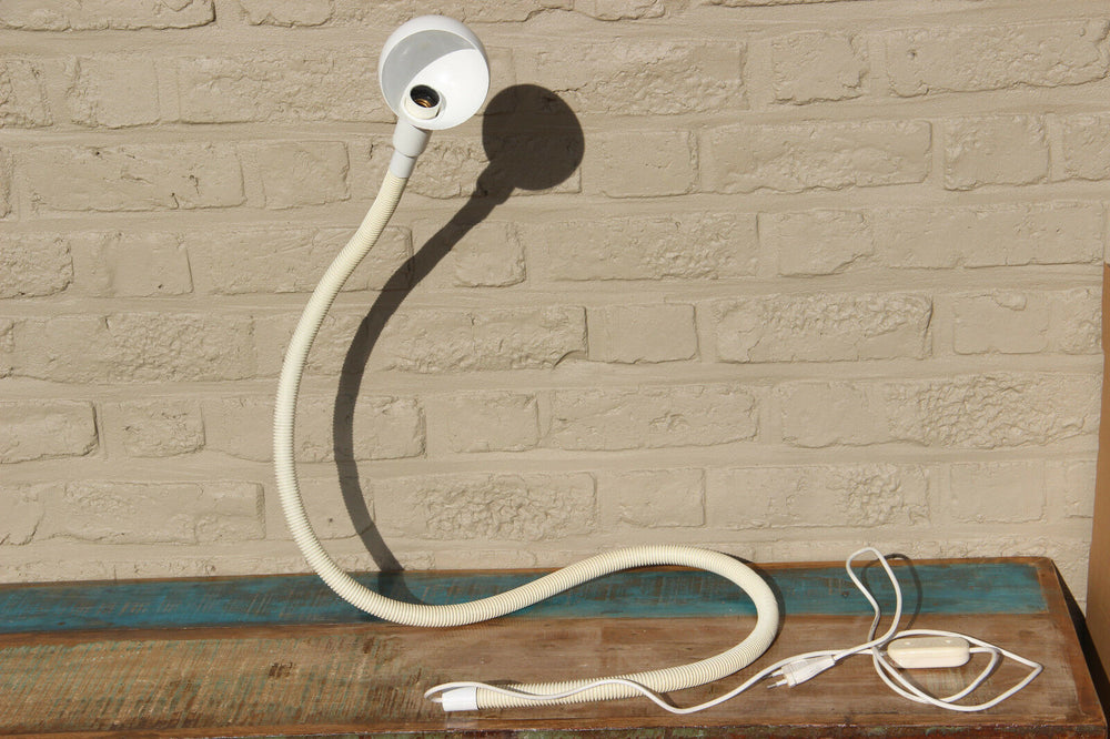 Retro mid century 70's Snake flexible desk lamp white