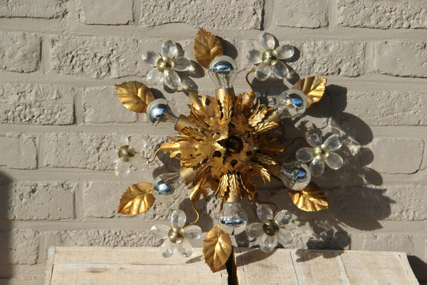 Mid century Hollywood regency MAISON BAGUES flush mount chandelier daisy flower