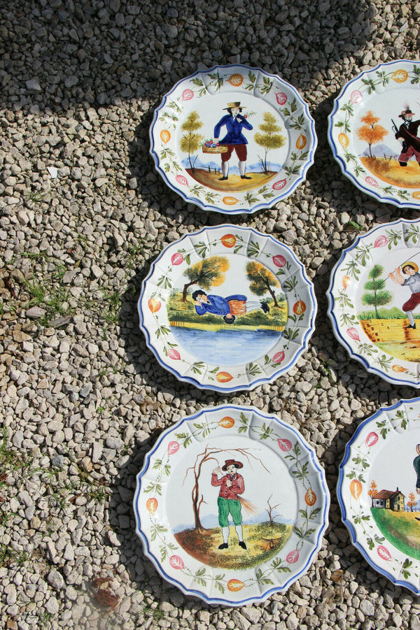 Set 12 plates months of the year Italian ceramic faience 1960 marked