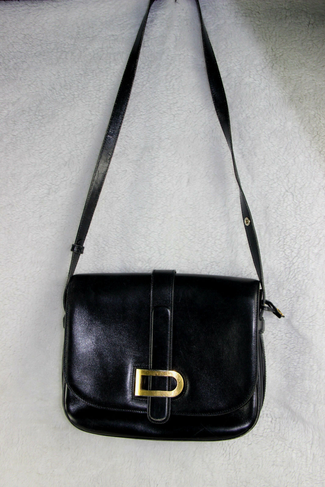 Delvaux Leather HAND BAG MADE IN FRANCE Shoulder Bag Black w
