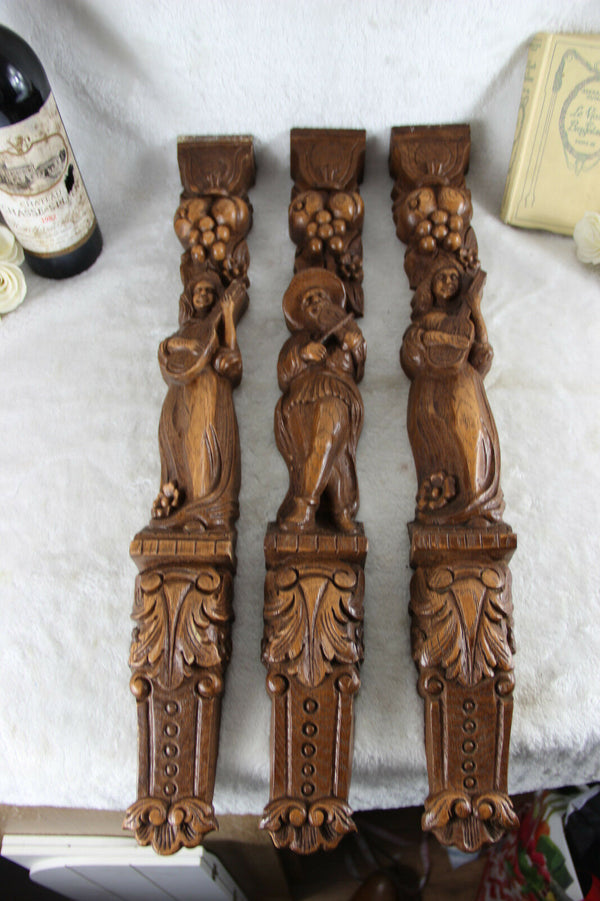 Set of 4 Cast resin wood design Wall plaques ornaments figurines music 1970