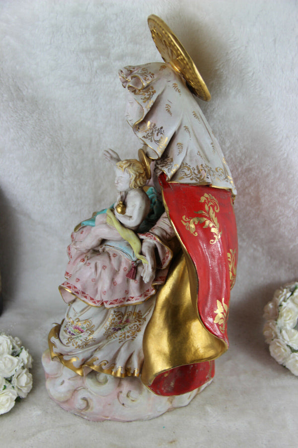 Gorgeous Terracotta polychrome MAdonna statue Pattarino school italian religious