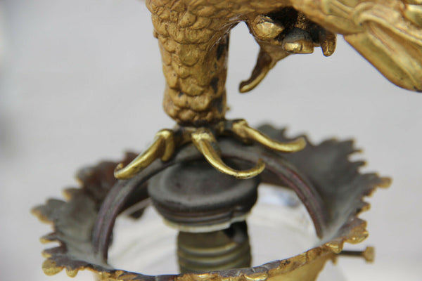 Antique French bronze Eagle bird Lantern pendant chandelier lamp rare