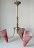 Mid century Retro perforated Metal red 3 arm MATEGOT Design chandelier