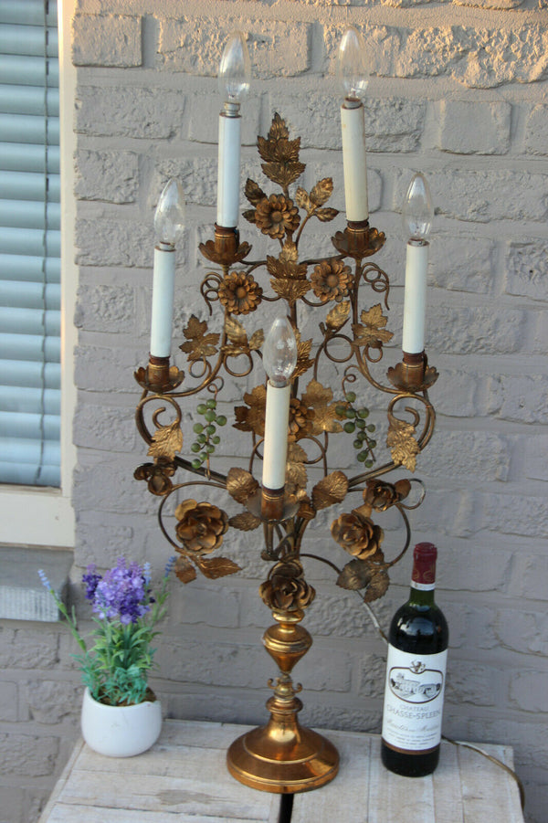 Rare XXL Antique church Altar candelabra Lamp murano glass grapes