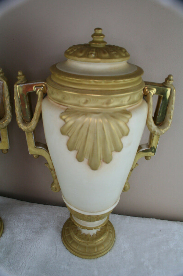 PAIR LArge Royal dux Bohemia marked pottery Vases art nouveau