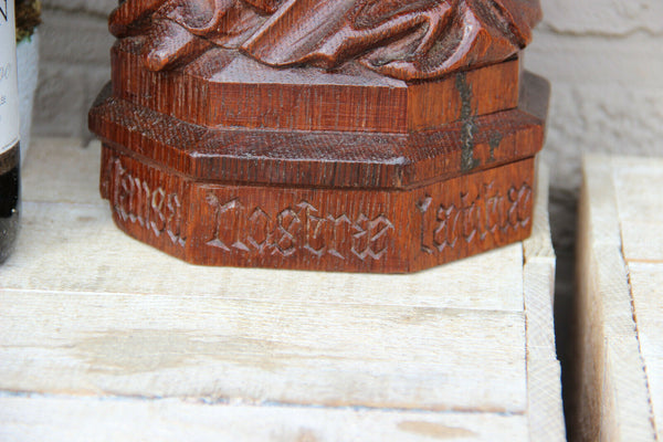 XL Church Wood carved Our lady of Tongeren Grapes Madonna wood carved statue