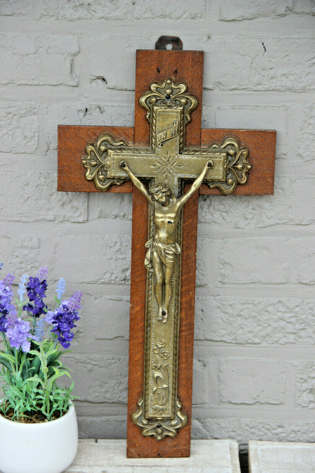 Jesus shops crucifix brass antique