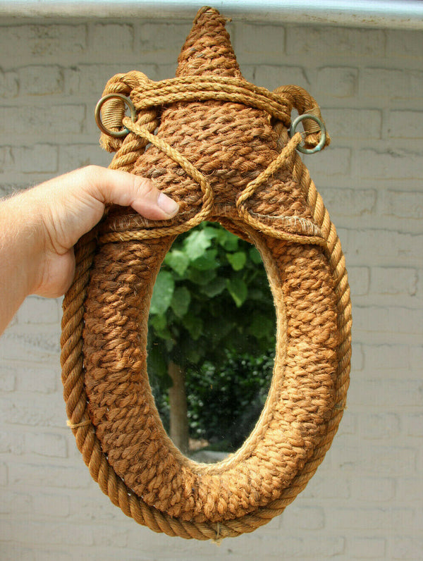 Vintage Audoux  Minet Rope Wall mirror France 1950s