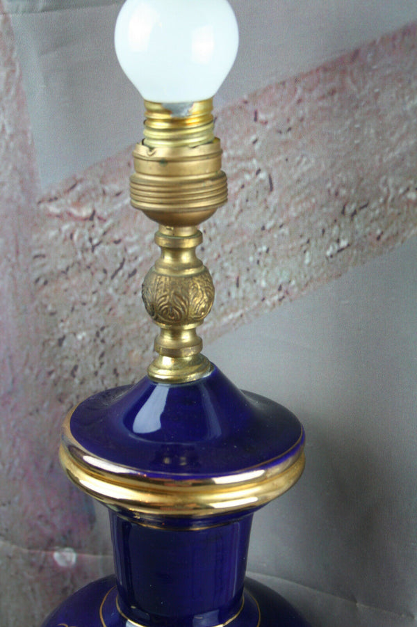 Gorgeous French cobalt blue limoges porcelain Table lamp lady