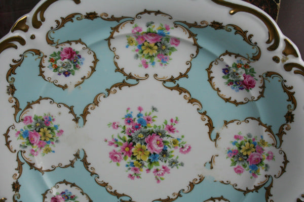 XL French porcelain plate floral decor marked made in Limoges 1930's