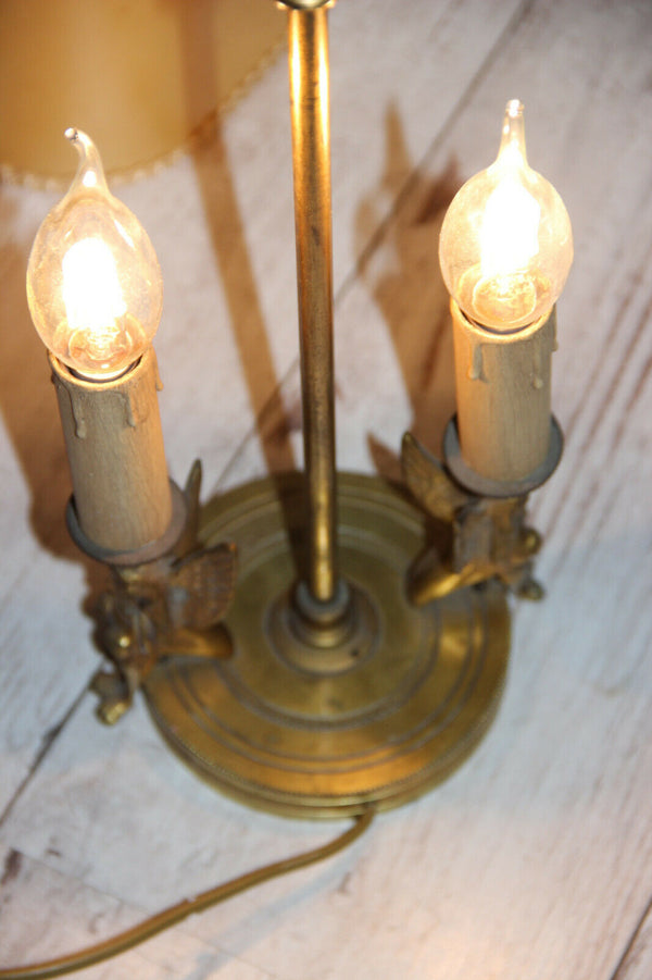 Stunning old  French Bouillotte Empire bronze sphinx Caryatid table lamp