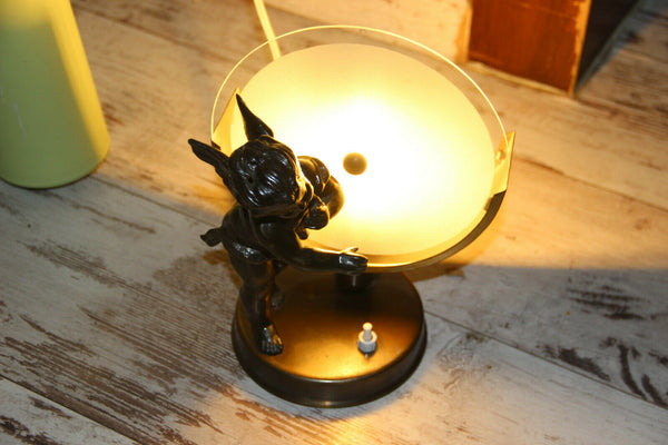 French art deco MEtal putti angel table lamp