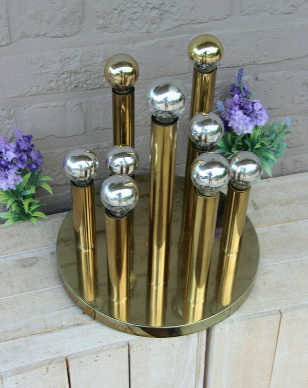 Mid century 1970 BOULANGER Sciolari brass 9 tube flush mount lamp chandelier n1