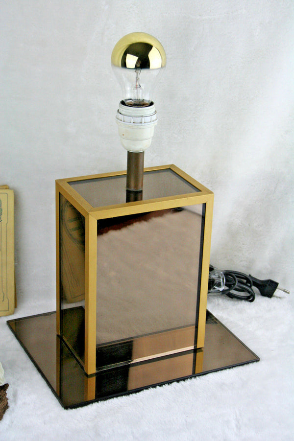 Mid century Glass mirror table lamp 1970 Hollywood regency